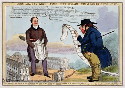 John Bull and the Architect Wot Builds the Arches - Cartoon published 1829 by George Cruikshank